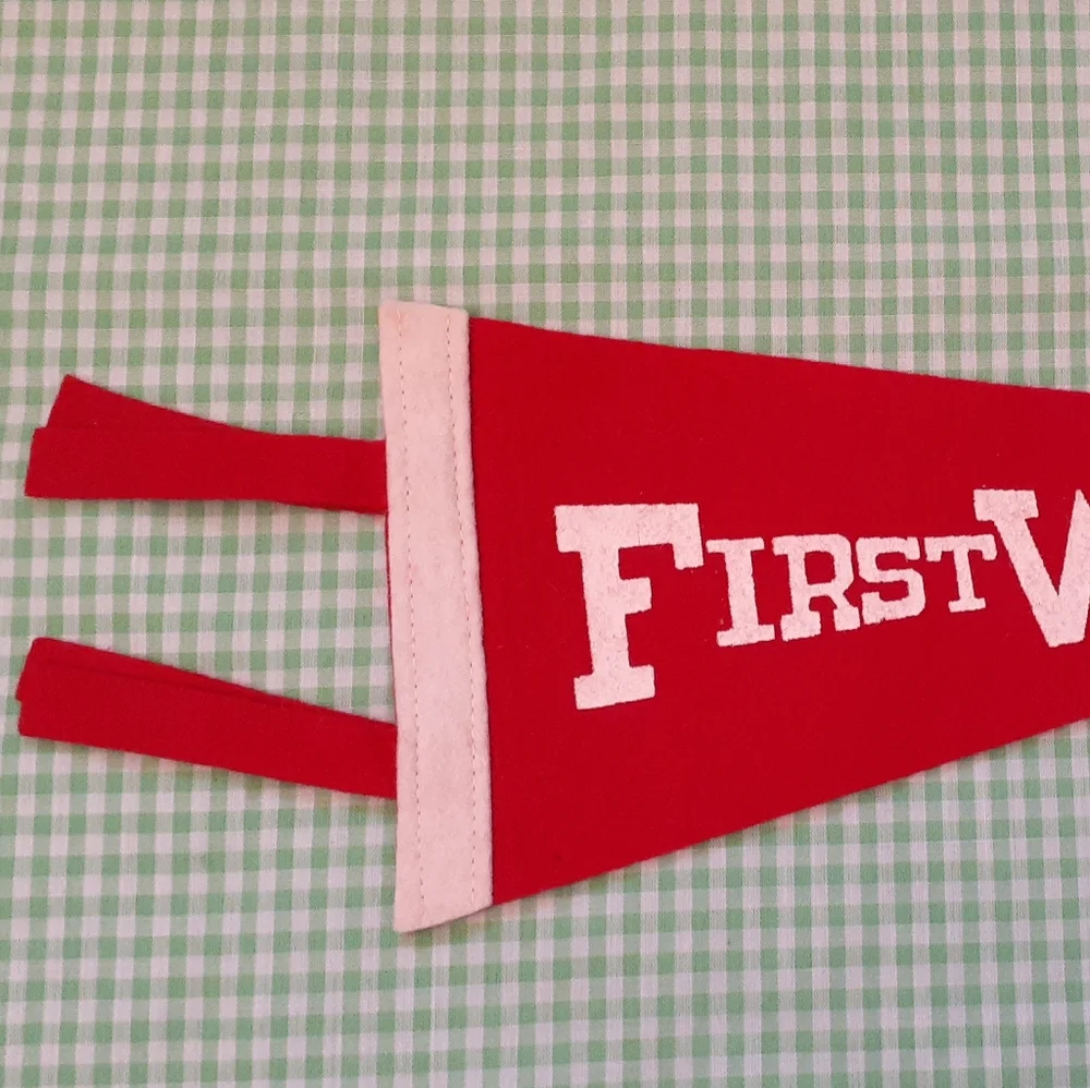 Vintage Red Felt Pennant First Ward Souvenir Wall Decor or Collectible